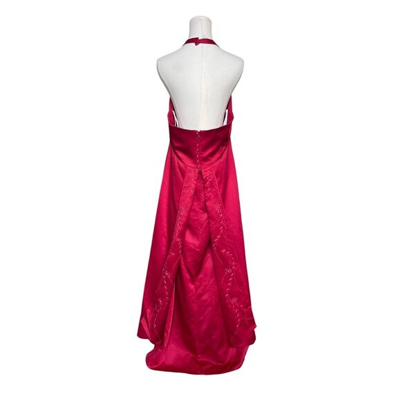 David's Bridal Satin Halter Prom Maxi Dress Size 16 Holiday Semi Formal Event - Picture 3 of 8